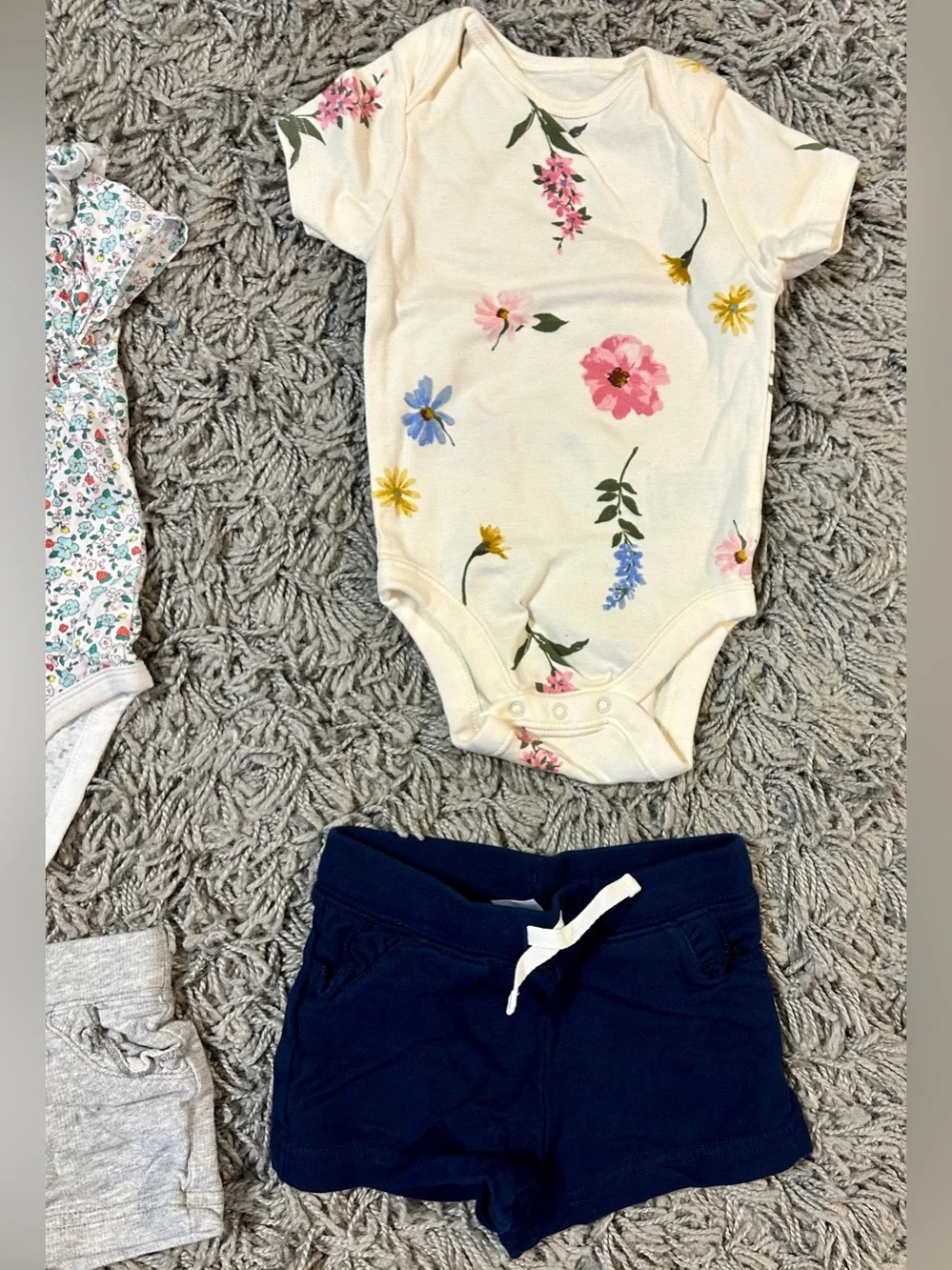 Carter's White Short Sleeve Baby Bodysuit with Pink Trim